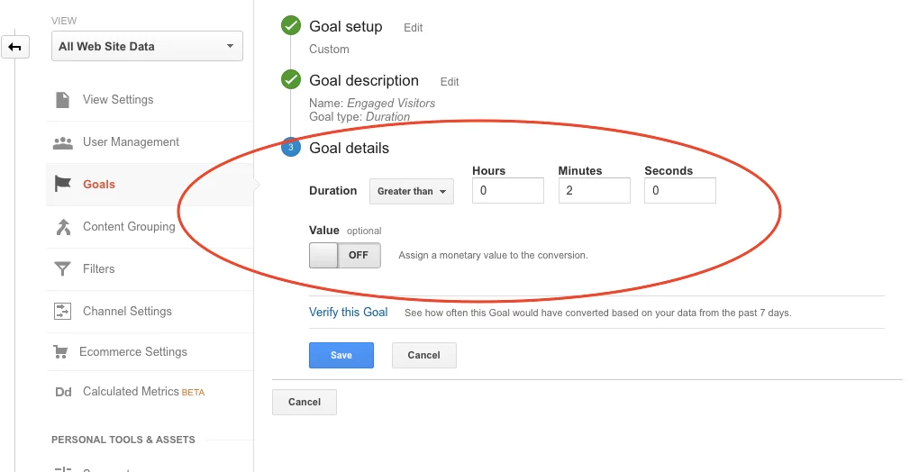 تکمیل مشخصات هدف در گوگل آنالیتیکس2